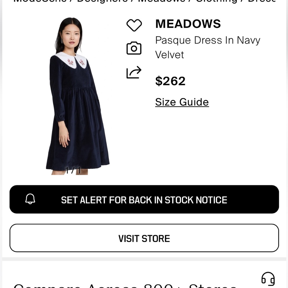 Navy Velvet Pasque Dress